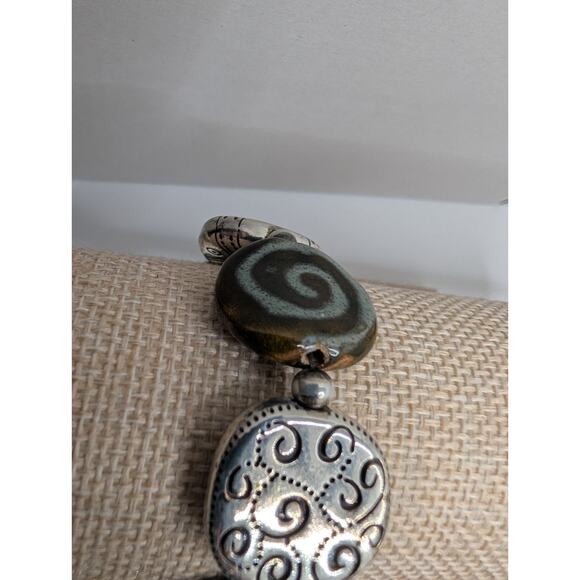 Brighton Ceramic & Silver Tone Link Bracelet 7.5 Inch Adjustable - Picture 2 of 10